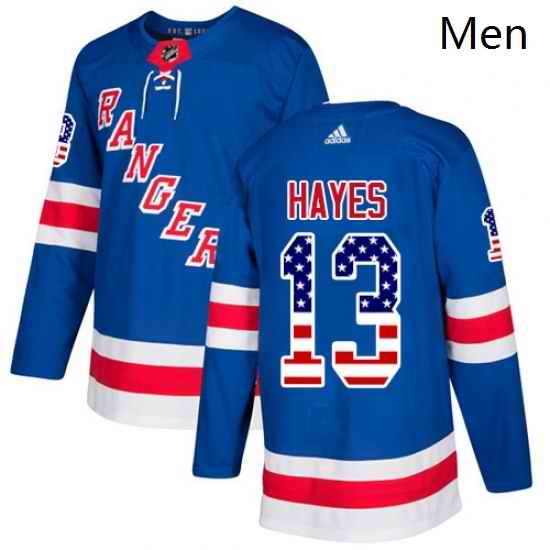 Mens Adidas New York Rangers 13 Kevin Hayes Authentic Royal Blue USA Flag Fashion NHL Jersey